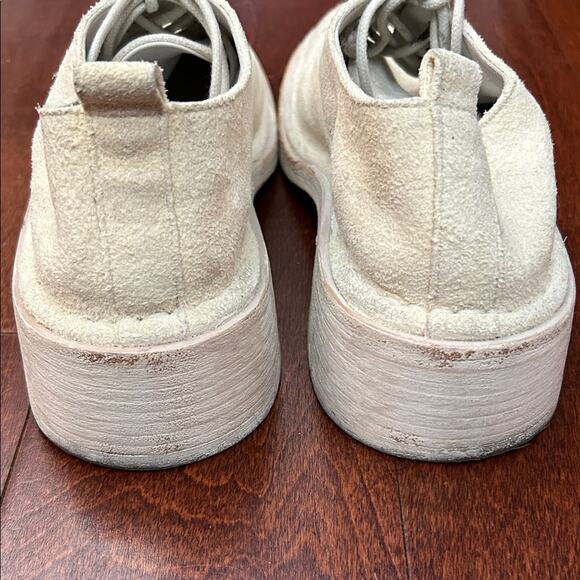 Women’s Marsell Cream Suede Lace-Up Shoes, Whitewash Stacked Heels, Size 9 - Picture 11 of 16